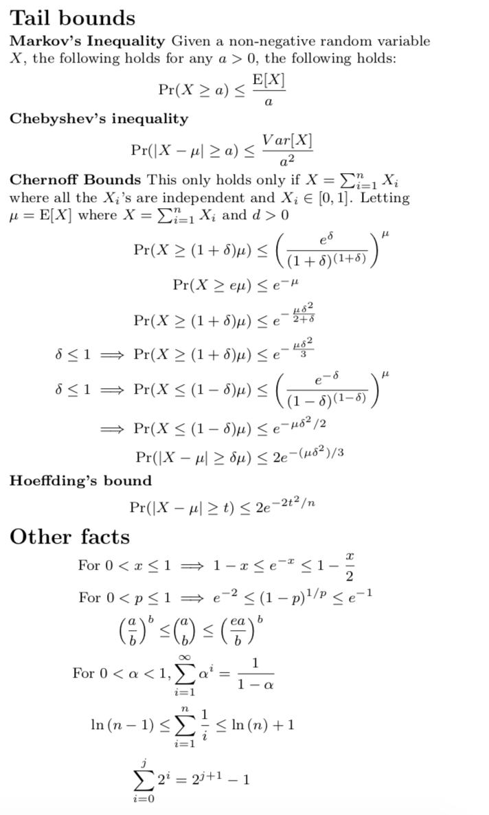 Inequalities used in the course